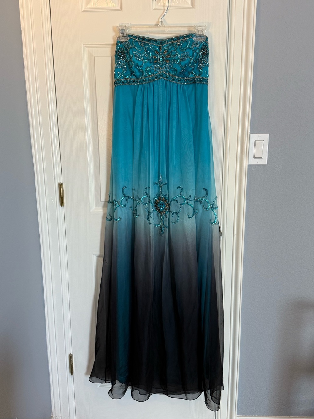 Sue Wong Turquoise Beaded Evening Dress Bodice